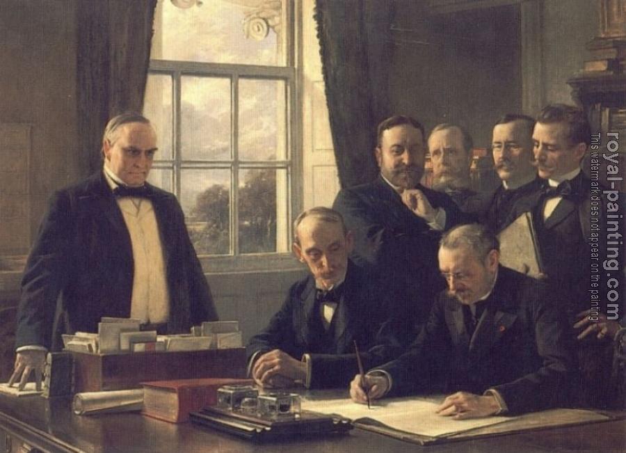 Theobald Chartran : The Signing of the Protocol of Peace Between the United Stat